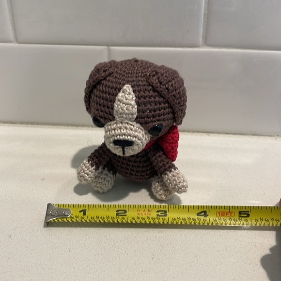 Handcrafted Puppy Dog with Bow Amigurumi Crochet Figure Toy Pet - Picture 10 of 11